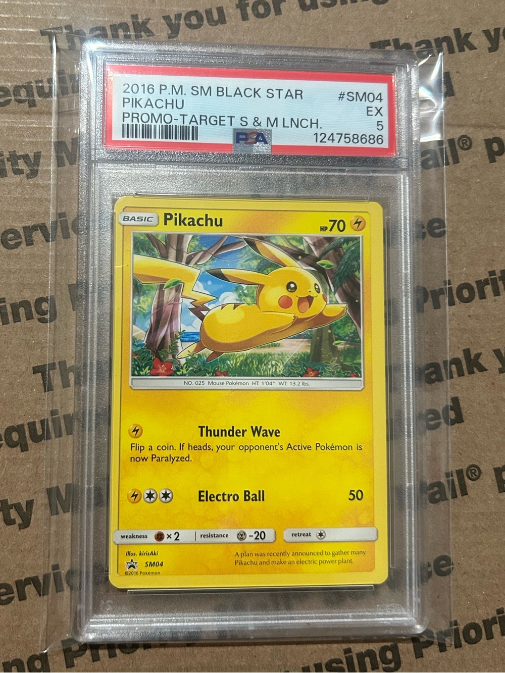 PSA 5 Pikachu Target Black Star Promo ‘16 Pokemon TCG Card No. SM04
